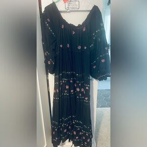 Maxi off shoulder dress navy floral